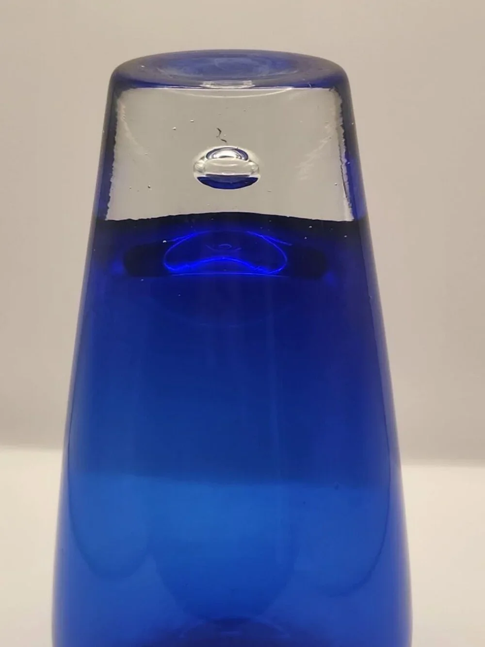Vintage Cobalt Blue Blown Gorgeous Label Glass Vase • Blue Decor • Vintage Vases